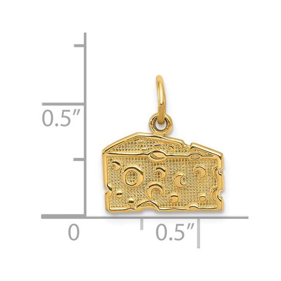 14k Yellow Gold Swiss Cheese Charm or Pendant, 14mm (9/16 inch) - Picture 4 of 5